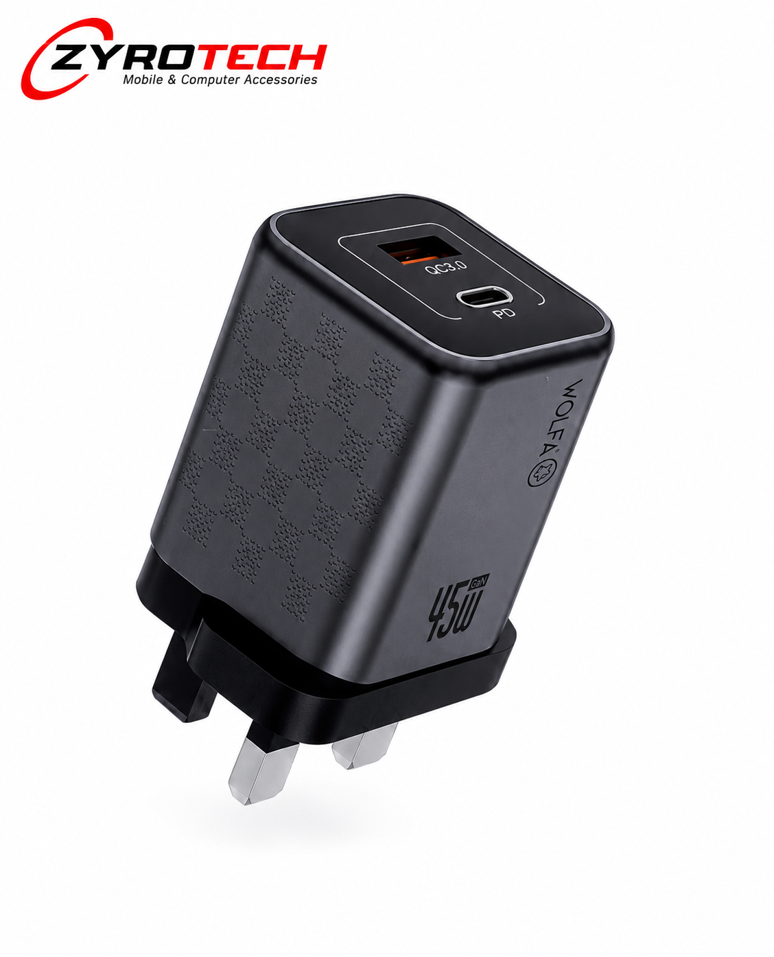 شارژر دیواری WOLFA 45W GaN مدل WHch03