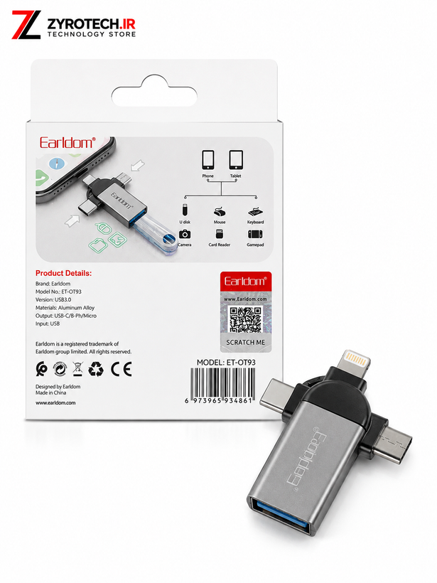 تبدیل OTG سهکاره Earldom ET-OT93 USB 3.0