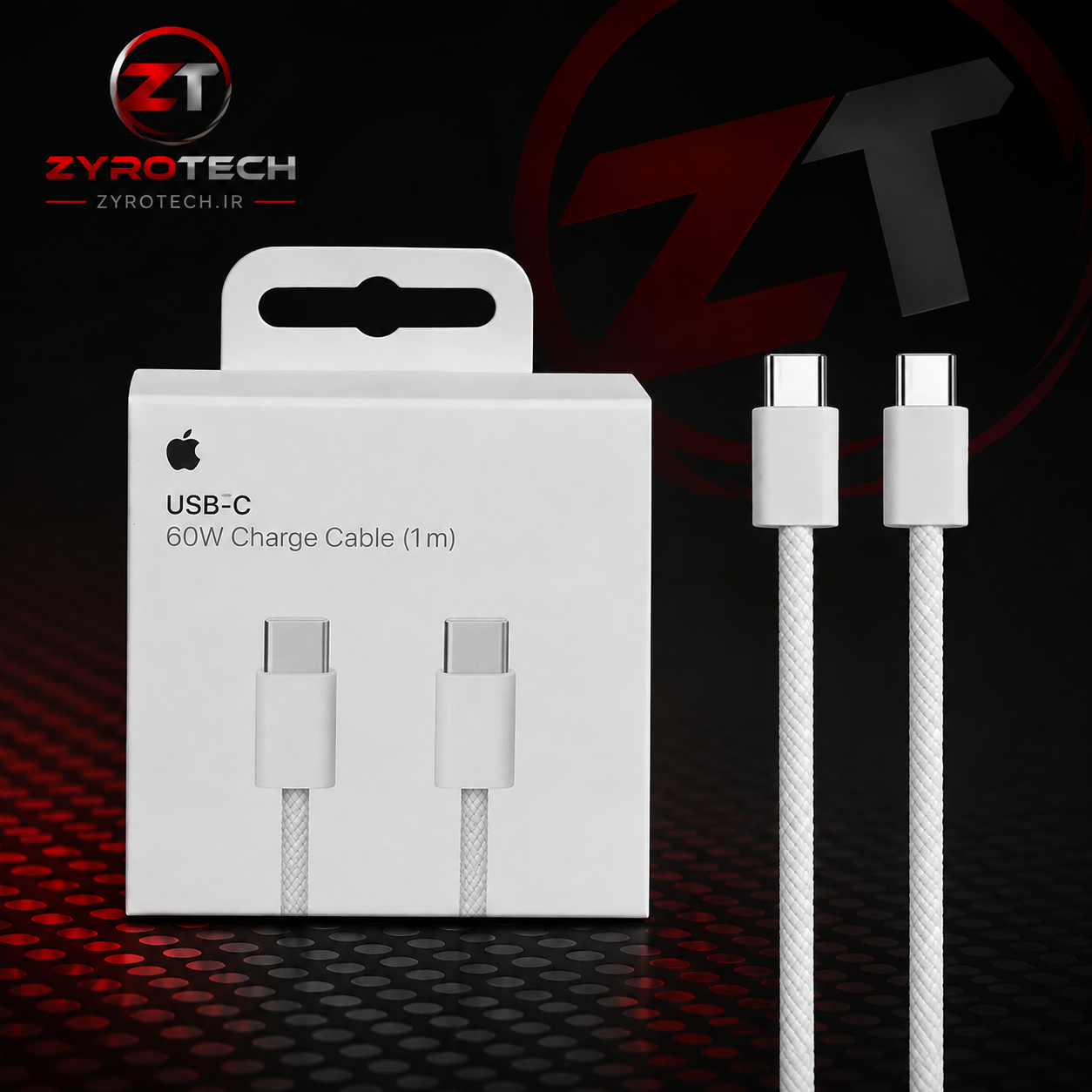 کابل شارژ USB-C به USB-C اپل ۶۰ وات، ۱ متر